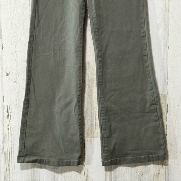 Revelation Denim Flare High Rise Button Dark Olive Wide Leg Jeans - Picture 3 of 14